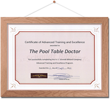 The Pool Table Doctor's 3rd Certification The Pool Table Doctor's 3rd Certification